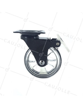 Ruota DESIGN TRASPARENTE NERA CON FRENATORE DIAMETRO 75 MM CARICO 50 KG - CRYSTALN75PAF