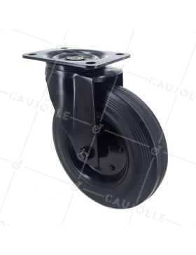 Ruota DESIGN DI MANUTENZIONE NERA IN GOMMA DIAMETRO 200 MM CARICO 180 KG- S72C 200NERO • Caujolle