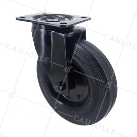 Ruota DESIGN DI MANUTENZIONE NERA IN GOMMA DIAMETRO 200 MM CARICO 180 KG- S72C 200NERO • Caujolle
