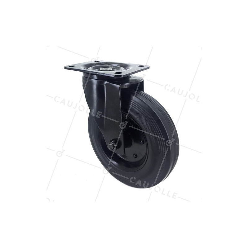 Ruota DESIGN DI MANUTENZIONE NERA IN GOMMA DIAMETRO 200 MM CARICO 180 KG- S72C 200NERO