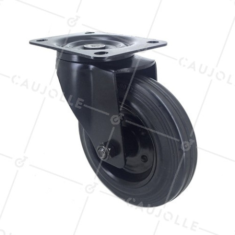 Ruota DESIGN INDUSTRIALE NERA IN GOMMA DIAMETRO 160 MM CARICO 150 KG - S72C 160NERA • Caujolle