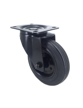 Ruota DESIGN INDUSTRIALE NERA IN GOMMA DIAMETRO 160 MM CARICO 150 KG - S72C 160NERA
