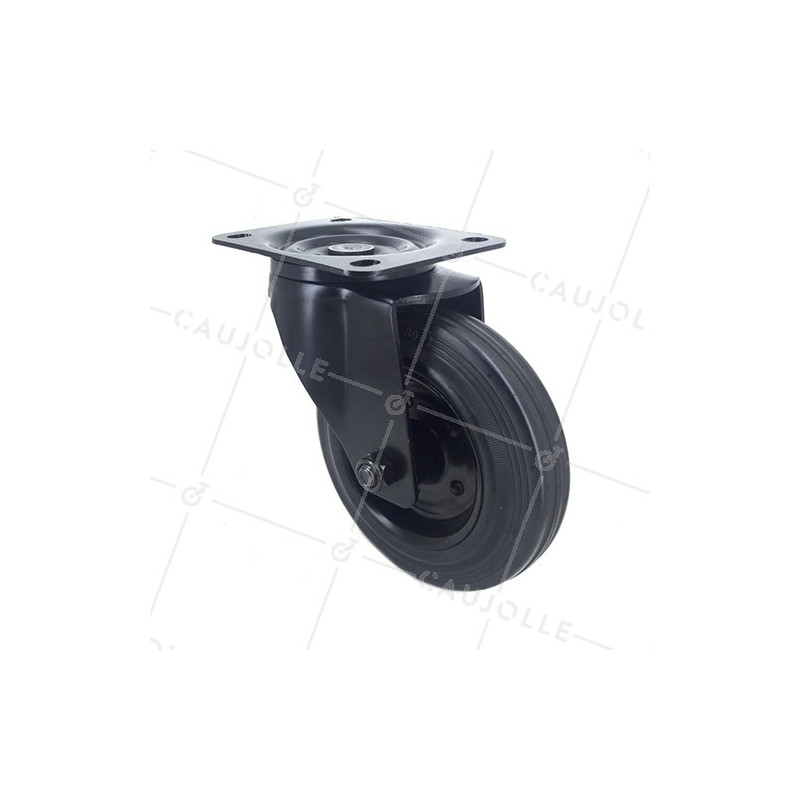 Ruota DESIGN INDUSTRIALE NERA IN GOMMA DIAMETRO 160 MM CARICO 150 KG - S72C 160NERA