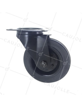 Ruota DESIGN INDUSTRIALE NERA IN GOMMA DIAMETRO 160 MM CARICO 150 KG - S72C 160NERA
