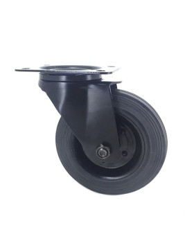 Ruota DESIGN INDUSTRIALE NERA IN GOMMA DIAMETRO 160 MM CARICO 150 KG - S72C 160NERA