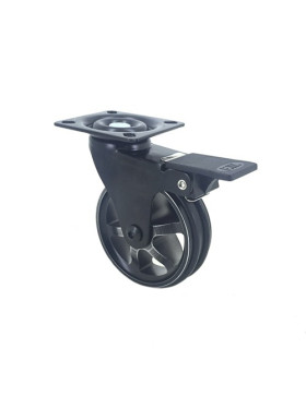 Ruota DESIGN IN ALLUMINIO NERO SPAZZOLATO CON FRENATORE DIAMETRO 75MM CARICO 45KG - BLACKSTYL75PAF