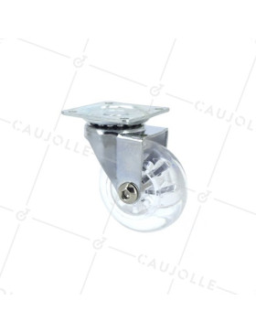 Ruota PIVOTANTE DESIGN TRASPARENTE FLESSIBILE DIAMETRO 50MM CARICO 40KG - S140TR 50P • Caujolle