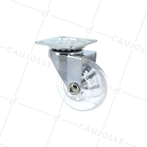 Ruota PIVOTANTE DESIGN TRASPARENTE FLESSIBILE DIAMETRO 50MM CARICO 40KG - S140TR 50P • Caujolle