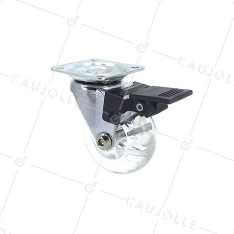 Ruota PIVOTANTE DESIGN A FRENO SOFFICE TRASPARENTE DIAMETRO 50MM CARICO 40KG - S140TR 50PAF • Caujolle