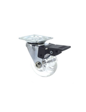 Ruota PIVOTANTE DESIGN A FRENO SOFFICE TRASPARENTE DIAMETRO 50MM CARICO 40KG - S140TR 50PAF