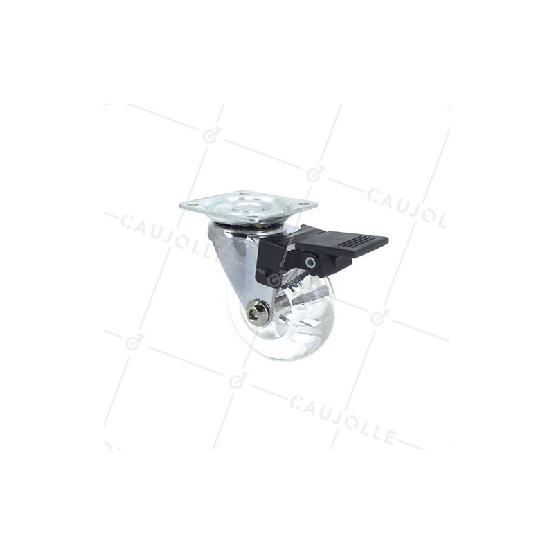 Ruota PIVOTANTE DESIGN A FRENO SOFFICE TRASPARENTE DIAMETRO 50MM CARICO 40KG - S140TR 50PAF