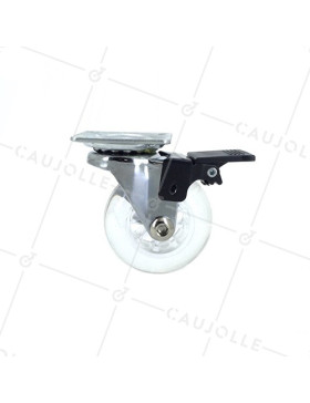 Ruota PIVOTANTE DESIGN A FRENO SOFFICE TRASPARENTE DIAMETRO 50MM CARICO 40KG - S140TR 50PAF