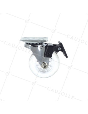 Ruota PIVOTANTE DESIGN A FRENO SOFFICE TRASPARENTE DIAMETRO 50MM CARICO 40KG - S140TR 50PAF