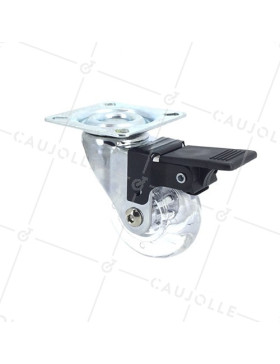 Ruota PIVOTANTE A FRENO TRASPARENTE DESIGN DIAMETRO 60MM CARICO 50KG - S140TR 60PAF • Caujolle