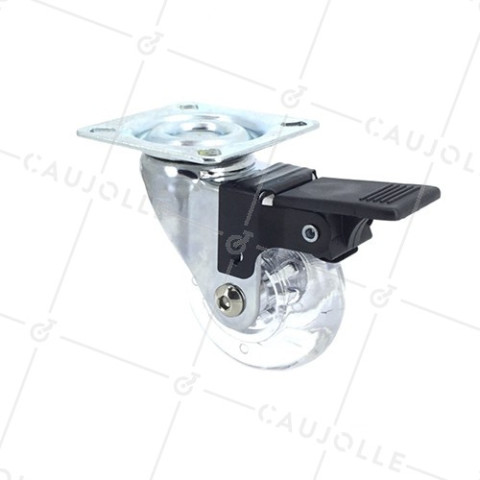 Ruota PIVOTANTE A FRENO TRASPARENTE DESIGN DIAMETRO 60MM CARICO 50KG - S140TR 60PAF • Caujolle