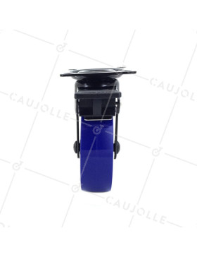 Ruota DESIGN IN ALLUMINIO SPAZZOLATO NERO E BLU A FRENO DIAMETRO 75MM CARICO 45KG - BLACKBLUE75P