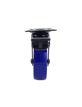 Ruota DESIGN IN ALLUMINIO SPAZZOLATO NERO E BLU A FRENO DIAMETRO 75MM CARICO 45KG - BLACKBLUE75P