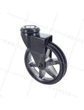 Ruota DESIGN IN ALLUMINIO NERO SPAZZOLATO DIAMETRO 100MM CARICO 55KG CON FISSAGGIO DA 10 MM - BLACKSTYL 100O • Caujolle