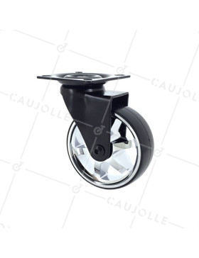 Ruota DESIGN CERCHIO CROMATO DIAMETRO 75 MM CARICO 45 KG - BLACKCHROM75P • Caujolle