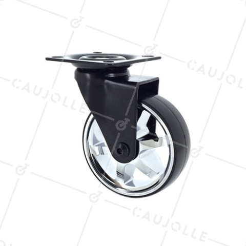 Ruota DESIGN CERCHIO CROMATO DIAMETRO 75 MM CARICO 45 KG - BLACKCHROM75P • Caujolle