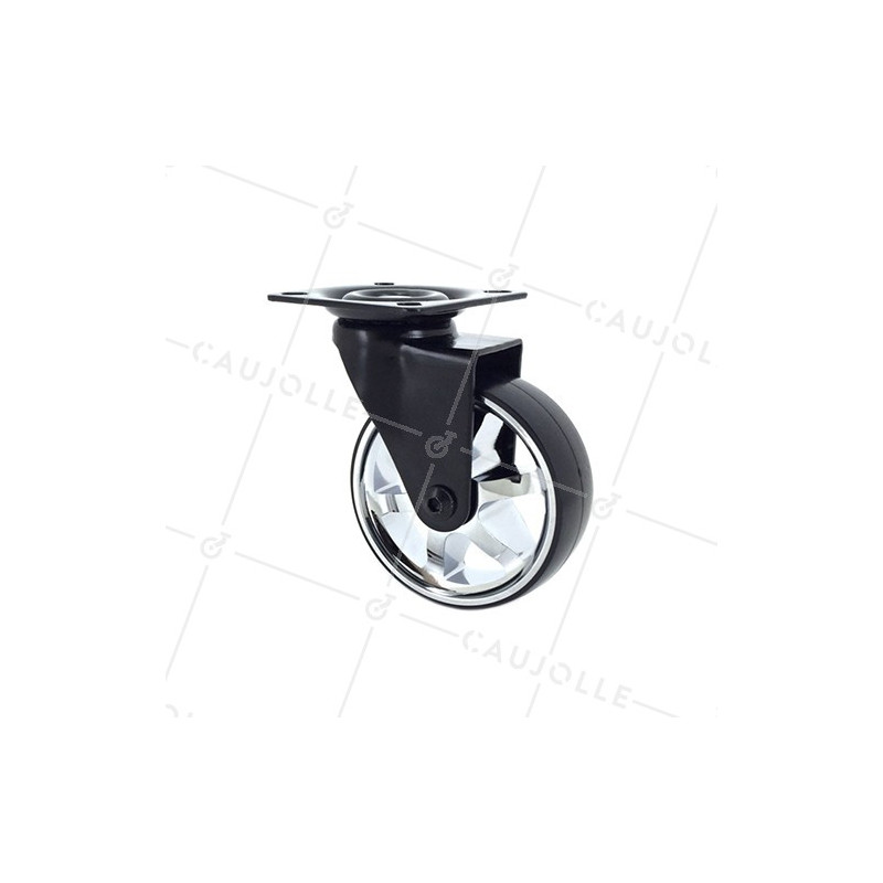 Ruota DESIGN CERCHIO CROMATO DIAMETRO 75 MM CARICO 45 KG - BLACKCHROM75P