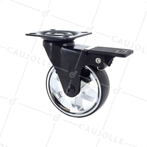 Ruota DESIGN RUOTA CROMATA DIAMETRO 75 MM CARICO 45 KG - BLACKCHROM75PAF • Caujolle