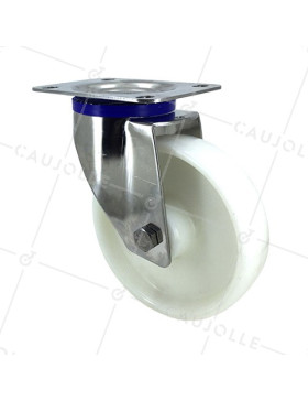 Ruota INOX IN NYLON PIVOTANTE DIAMETRO 160 MM CARICO 300 KG • Caujolle