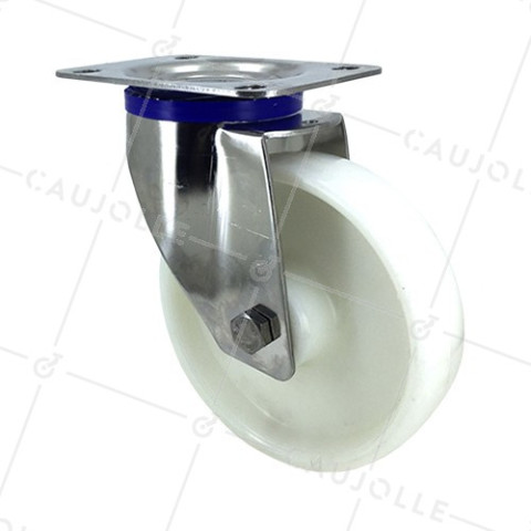 Ruota INOX IN NYLON PIVOTANTE DIAMETRO 160 MM CARICO 300 KG • Caujolle