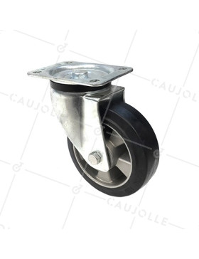 Ruota PIVOTANTE IN GOMMA FLESSIBILE DIAMETRO 160MM CARICO 300 KG - S76AS 160 • Caujolle
