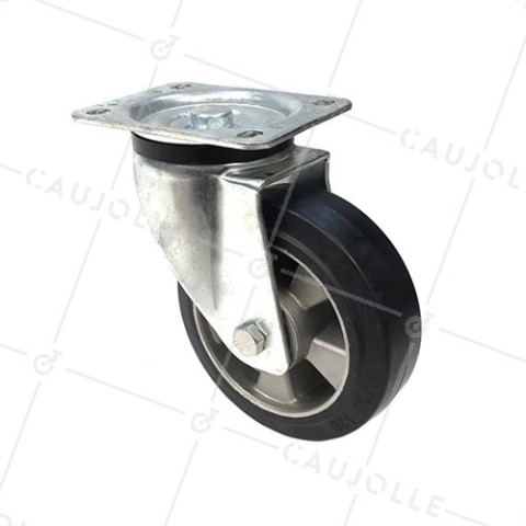 Ruota PIVOTANTE IN GOMMA FLESSIBILE DIAMETRO 160MM CARICO 300 KG - S76AS 160 • Caujolle