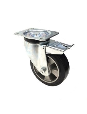 ROULETTE MANUTENTION RENFORCÉE À FREIN CAOUTCHOUC S76AS DIAMÈTRE 160MM 