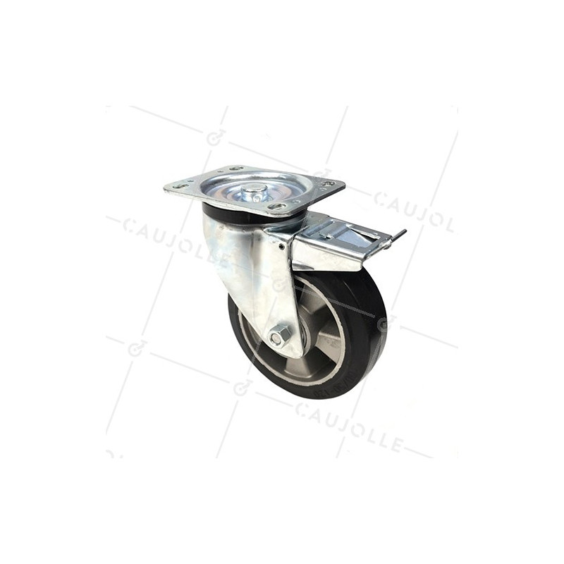 ROULETTE MANUTENTION RENFORCÉE À FREIN CAOUTCHOUC S76AS DIAMÈTRE 160MM 