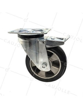 ROULETTE MANUTENTION RENFORCÉE À FREIN CAOUTCHOUC S76AS DIAMÈTRE 160MM 
