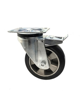 ROULETTE MANUTENTION RENFORCÉE À FREIN CAOUTCHOUC S76AS DIAMÈTRE 160MM 