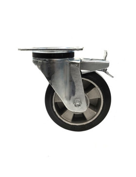 ROULETTE MANUTENTION RENFORCÉE À FREIN CAOUTCHOUC S76AS DIAMÈTRE 160MM 