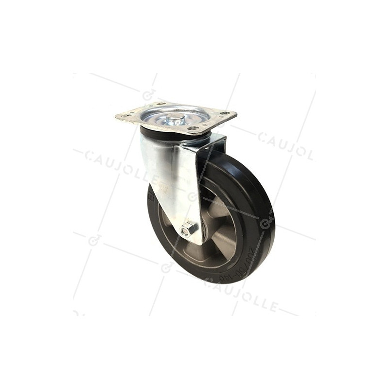 ROULETTE MANUTENTION RENFORCÉE CAOUTCHOUC S76AS DIAMÈTRE 200MM 