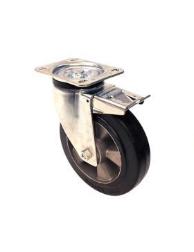 ROULETTE MANUTENTION RENFORCÉE À FREIN CAOUTCHOUC S76AS DIAMÈTRE 200MM 