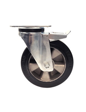 ROULETTE MANUTENTION RENFORCÉE À FREIN CAOUTCHOUC S76AS DIAMÈTRE 200MM 