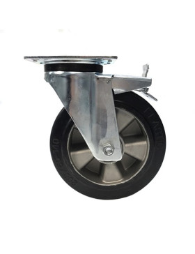 ROULETTE MANUTENTION RENFORCÉE À FREIN CAOUTCHOUC S76AS DIAMÈTRE 200MM 