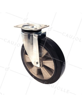 Ruota PIVOTANTE IN GOMMA FLESSIBILE DIAMETRO 250MM CARICO 500 KG - S76AS 250 • Caujolle