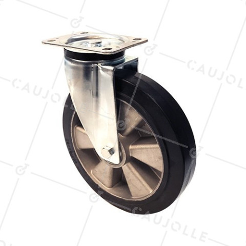 Ruota PIVOTANTE IN GOMMA FLESSIBILE DIAMETRO 250MM CARICO 500 KG - S76AS 250 • Caujolle