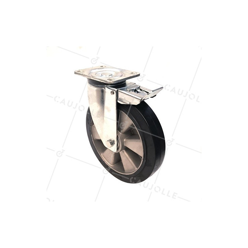 ROULETTE MANUTENTION RENFORCÉE À FREIN CAOUTCHOUC S76AS DIAMÈTRE 250MM 