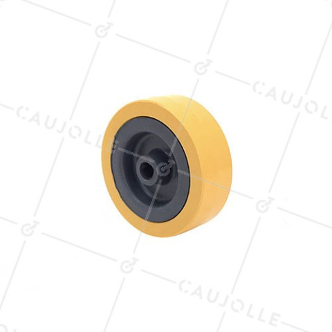 Ruota DI MANUTENZIONE PVC GIALLO DIAMETRO 65 MM CARICO 40KG ASSE 8 MM - S2300E • Caujolle