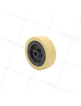 Ruota DI MANUTENZIONE PVC AVORIO DIAMETRO 65 MM CARICO 40KG ASSE 8 MM - S2300E • Caujolle