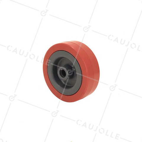 Ruota DI MANUTENZIONE PVC ROSSO DIAMETRO 65 MM CARICO 40KG ASSE 8 MM - S2300E • Caujolle
