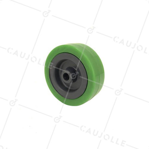 Ruota DI MANUTENZIONE PVC VERDE DIAMETRO 65MM CARICO 40KG ASSE 8 MM - S2300E • Caujolle