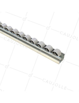 RAIL IN ACCIAIO DI 1M CON Ruote DI 28 MM DI DIAMETRO CARICO 85 KG • Caujolle