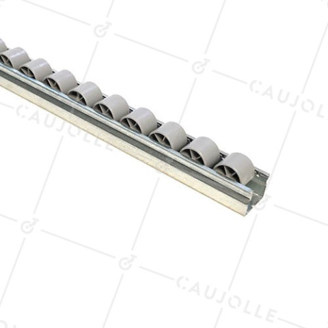 RAIL IN ACCIAIO DI 1M CON Ruote DI 28 MM DI DIAMETRO CARICO 85 KG • Caujolle