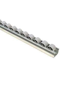 RAIL IN ACCIAIO DI 1M CON Ruote DI 28 MM DI DIAMETRO CARICO 85 KG