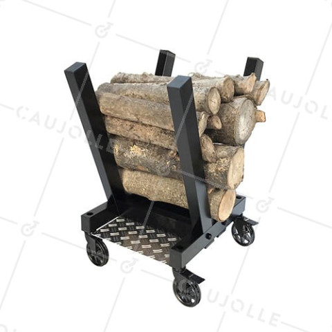 CARRELLO PORTA LEGNA DESIGN NERO • Caujolle